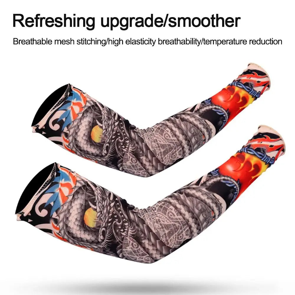 1Pc Tattoo Sleeve for Men Women Anti-Sunburn Sleeve Elastic Outdoor Nightclub Cycling Arm Cover Party Cycling Flower Arm