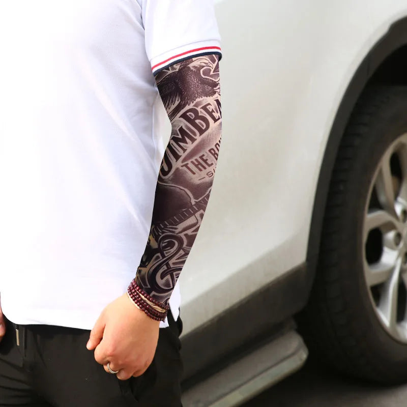One Sleeve Outdoor Cycling Tattoo Sunscreen Sleeves Summer Tattoo Flower Arm Sleeves Independence Day Dress Up Fashion Sleeves