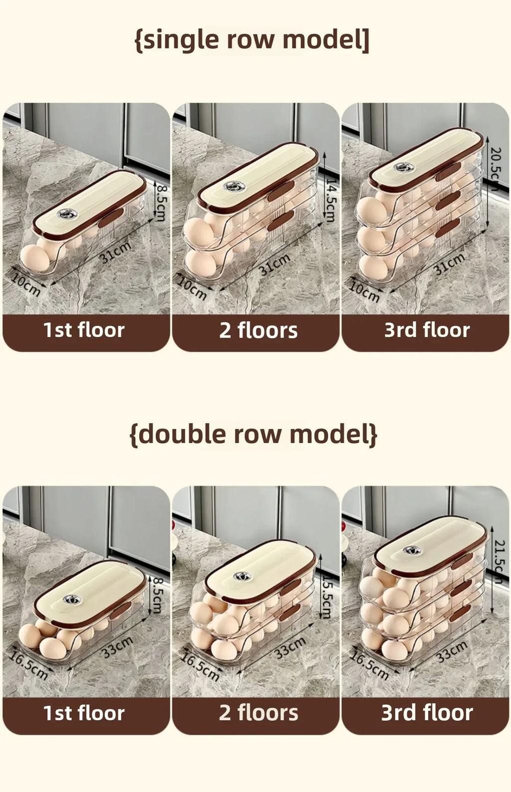 Automatic Rolling Large Capacity Egg Storage Refrigerator Storage Box Egg Fresh-keeping Rack Household Kitchen Tools
