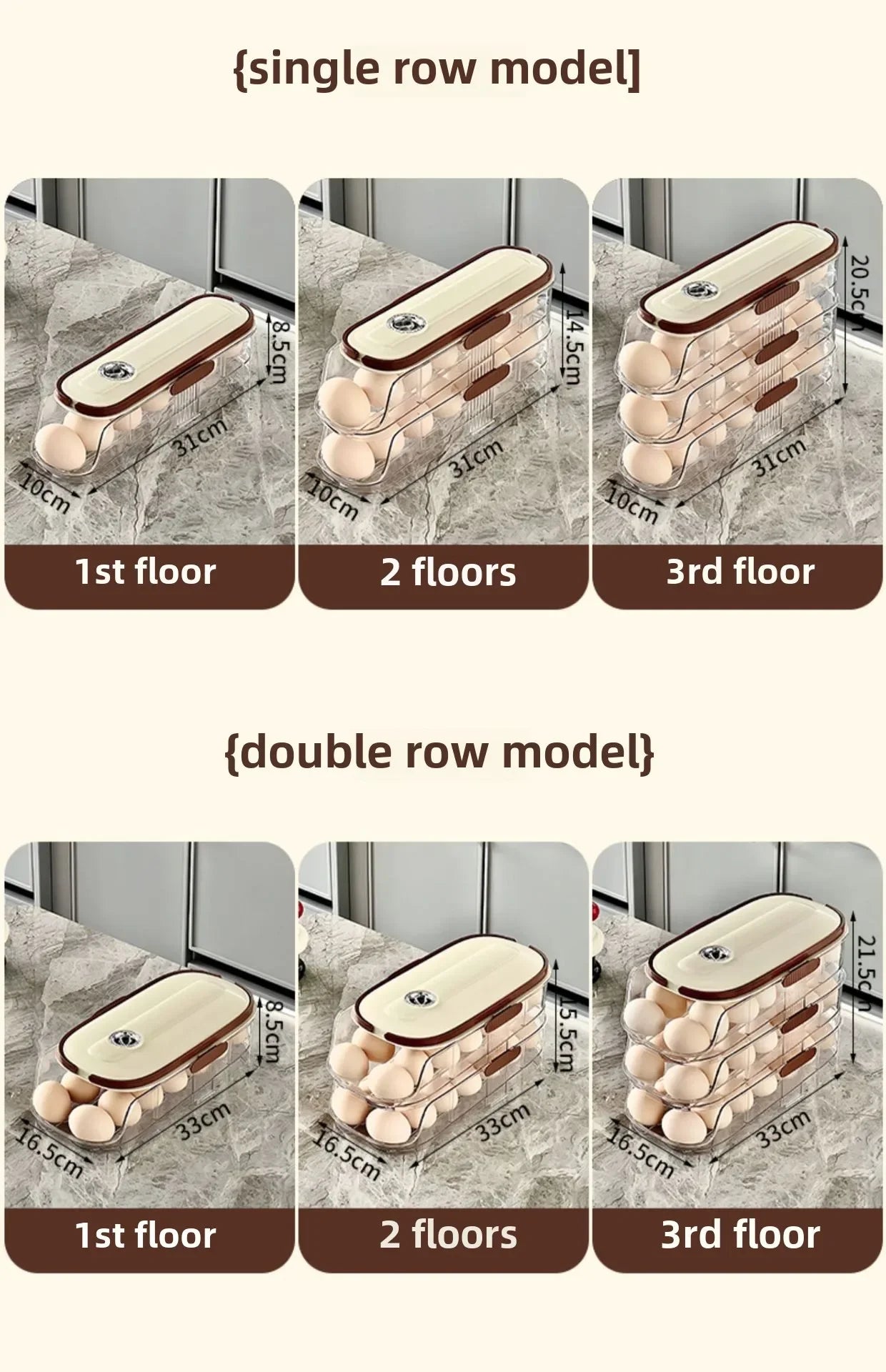 Automatic Rolling Large Capacity Egg Storage Refrigerator Storage Box Egg Fresh-keeping Rack Household Kitchen Tools