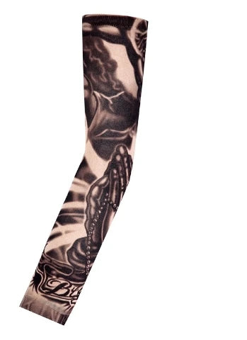 1PCS Men Long Fake Warmers Summer Tattoo Sleeves Sun Protection Cover Outdoor Gloves Driving Ice Silk Arm Sleeves Women