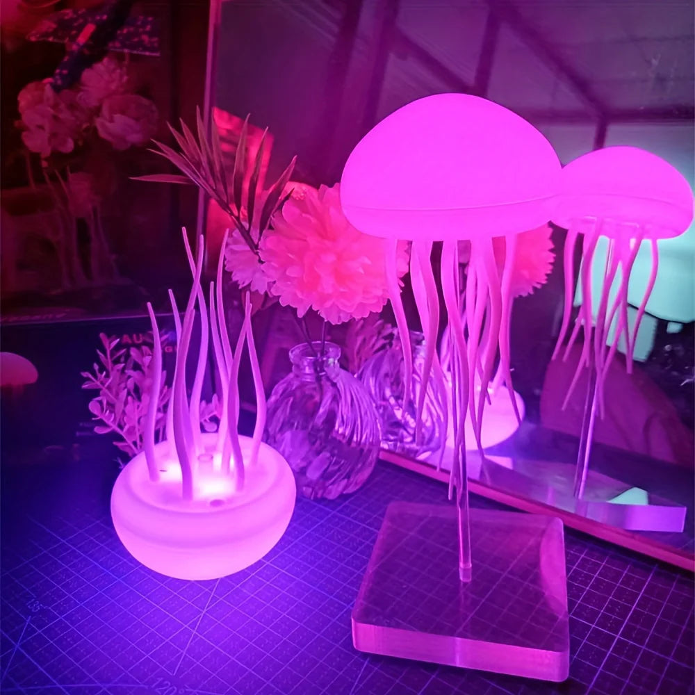 Modern Jellyfish Table Lamp Cartoon Dancing Jellyfish Bedside Lamp Adjustable Color LED Night Light Birthday Gift for Kids New