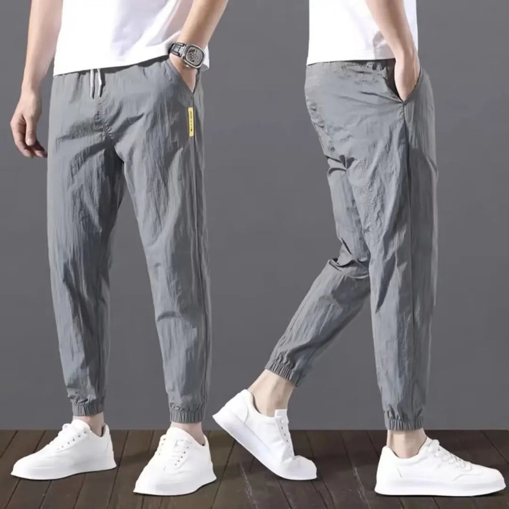 Summer New Fashion Trendloose Large Size Thin Ice Silk Breathable Korean Sports Casual Nine Point Pants 90s Vintage Clothes