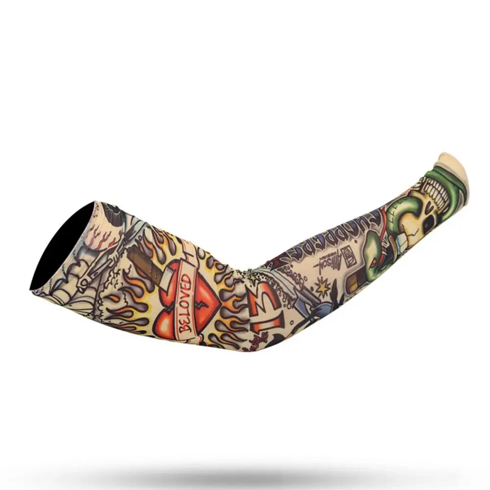 1Pc Tattoo Sleeve for Men Women Anti-Sunburn Sleeve Elastic Outdoor Nightclub Cycling Arm Cover Party Cycling Flower Arm