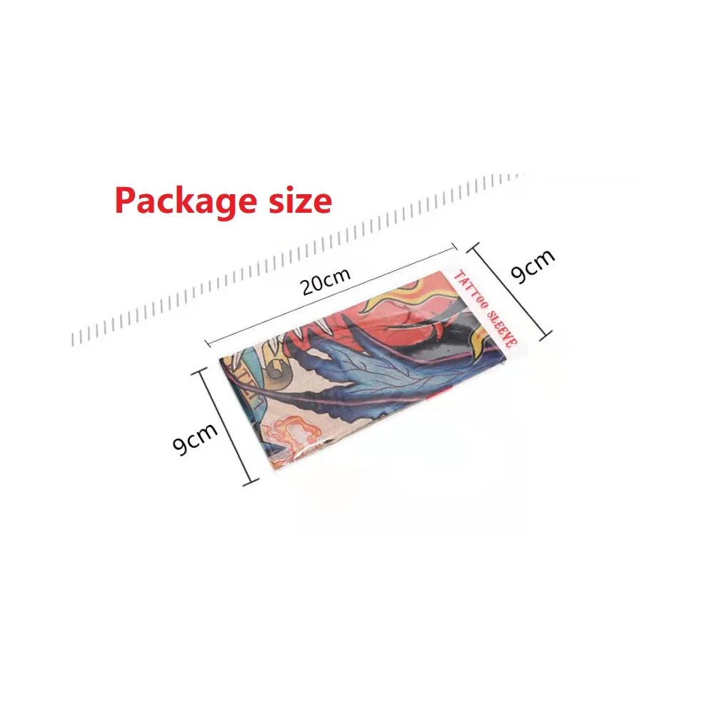 1PCS Men Long Fake Warmers Summer Tattoo Sleeves Sun Protection Cover Outdoor Gloves Driving Ice Silk Arm Sleeves Women