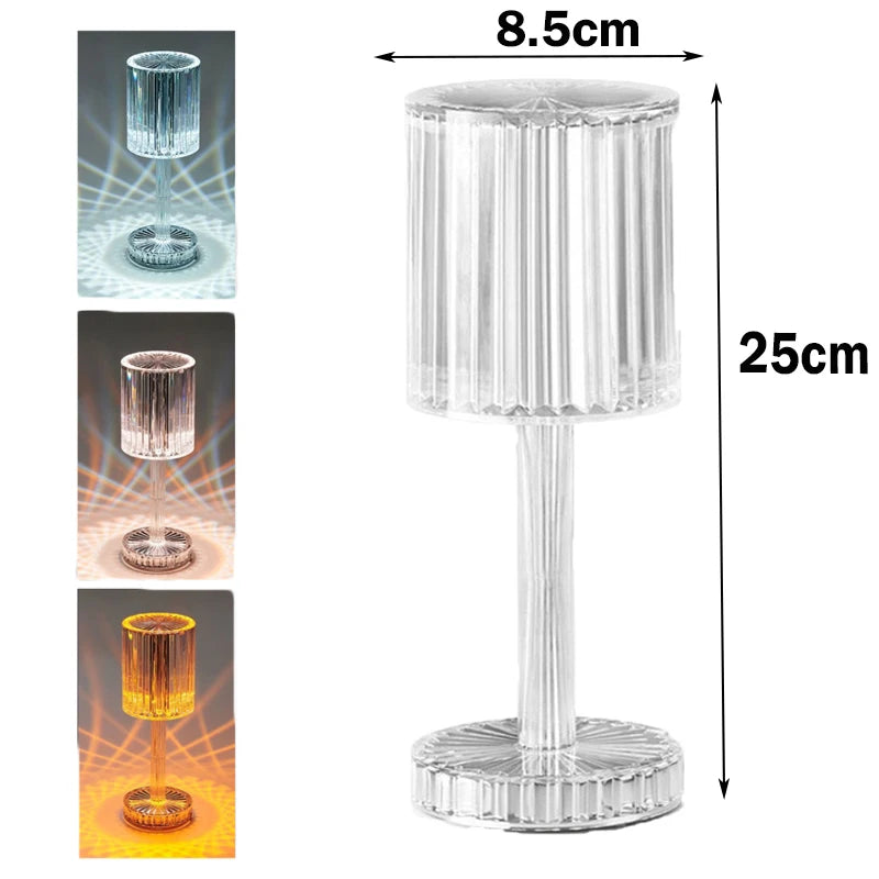 LED Night Light Crystal Lamp Projection Touch Color Changing Room Decoration