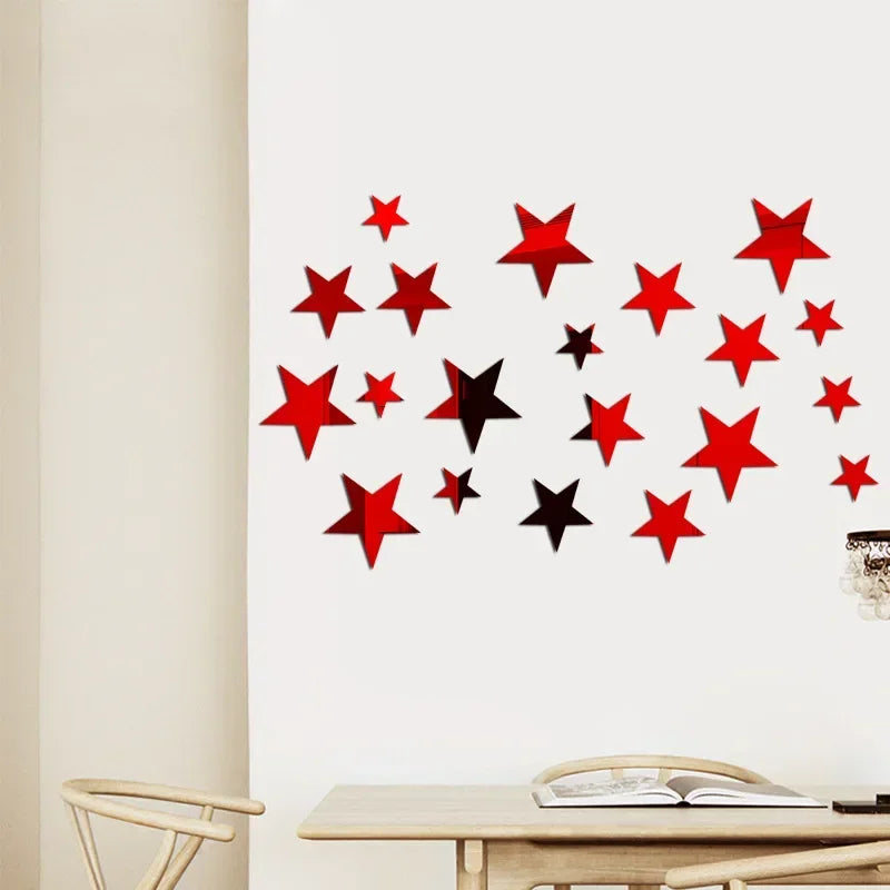 20pcs Star Wall Sticker 3D Acrylic Irregular Mirror Vanity Living Room Decoration Cartoon Wall Stickers for Kids Room Home Decor
