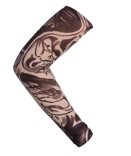 1PCS Men Long Fake Warmers Summer Tattoo Sleeves Sun Protection Cover Outdoor Gloves Driving Ice Silk Arm Sleeves Women