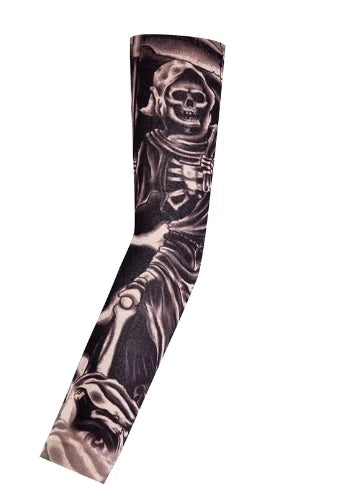 1PCS Men Long Fake Warmers Summer Tattoo Sleeves Sun Protection Cover Outdoor Gloves Driving Ice Silk Arm Sleeves Women