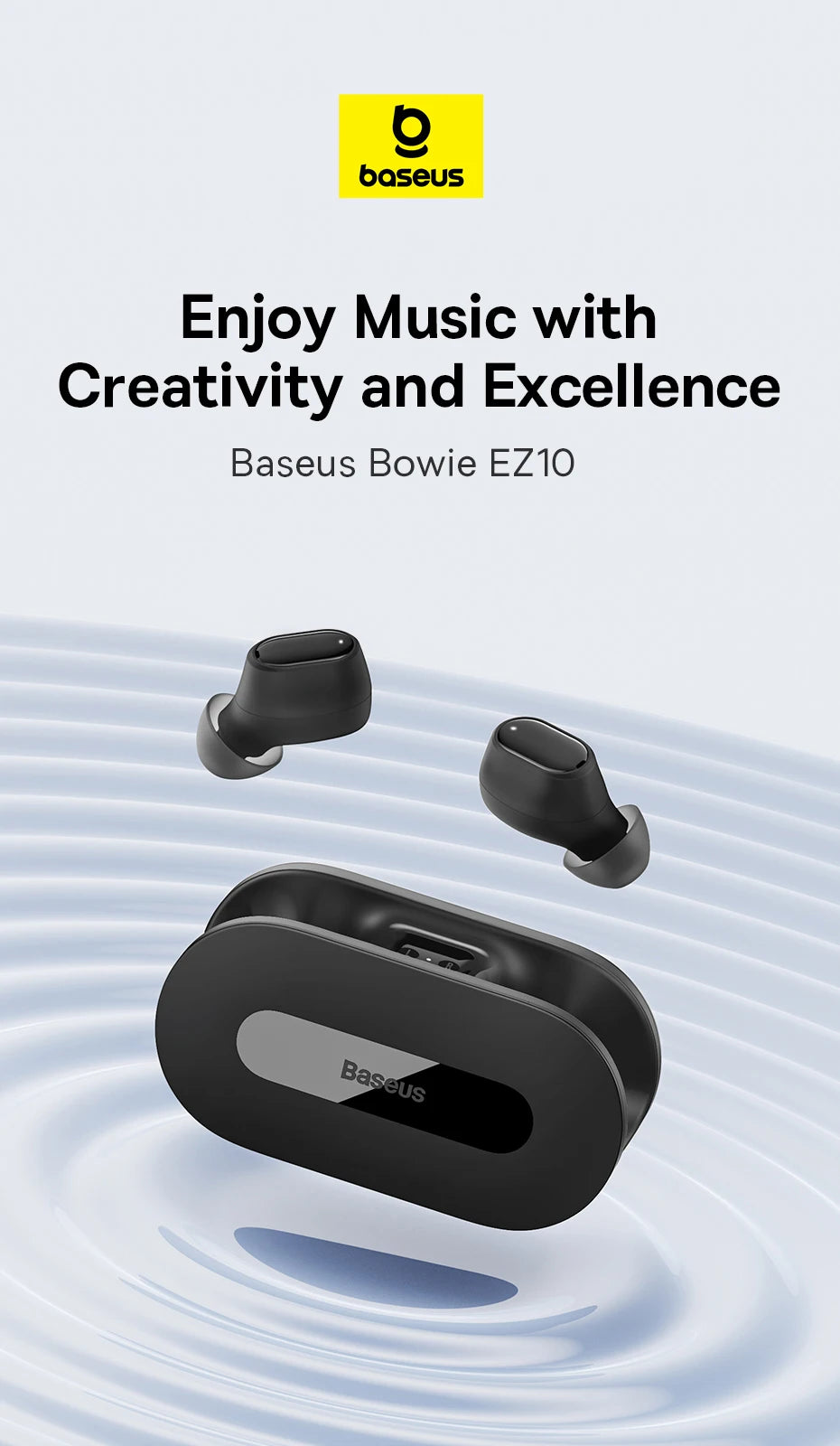 Baseus True Wireless Earphone Bluetooth 5.3 HiFi Sports Earbuds Fast Charge 0.06' Low Latency 25H Playtime