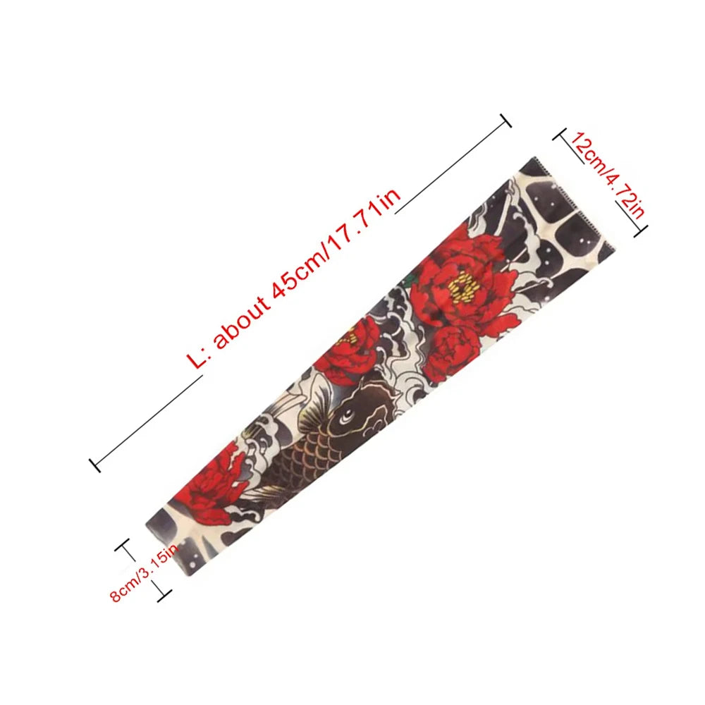 One Sleeve Outdoor Cycling Tattoo Sunscreen Sleeves Summer Tattoo Flower Arm Sleeves Independence Day Dress Up Fashion Sleeves
