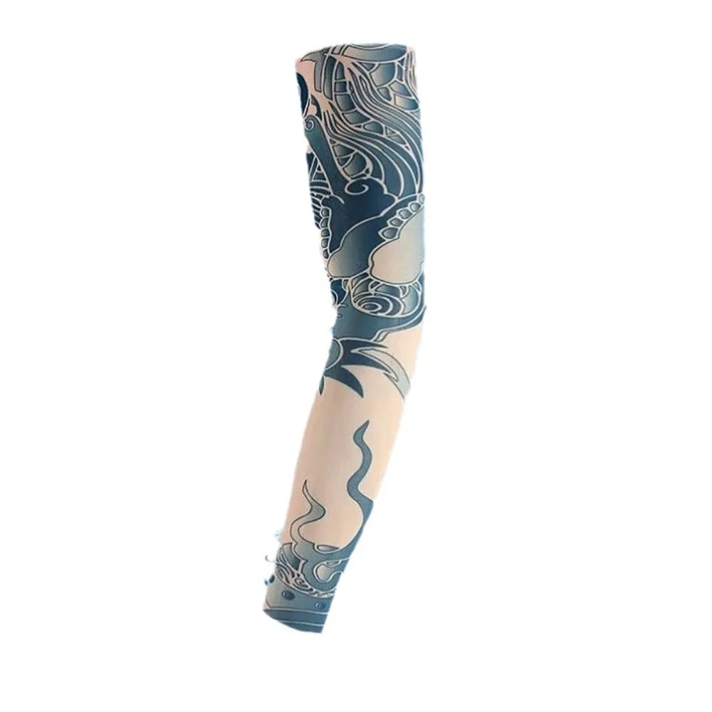 1Pc Tattoo Sleeve for Men Women Anti-Sunburn Sleeve Elastic Outdoor Nightclub Cycling Arm Cover Party Cycling Flower Arm