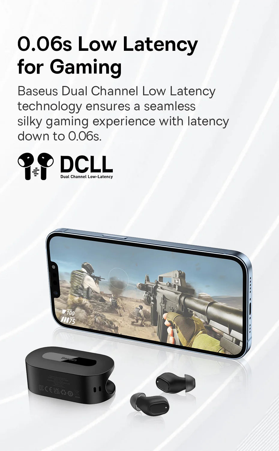 Baseus True Wireless Earphone Bluetooth 5.3 HiFi Sports Earbuds Fast Charge 0.06' Low Latency 25H Playtime