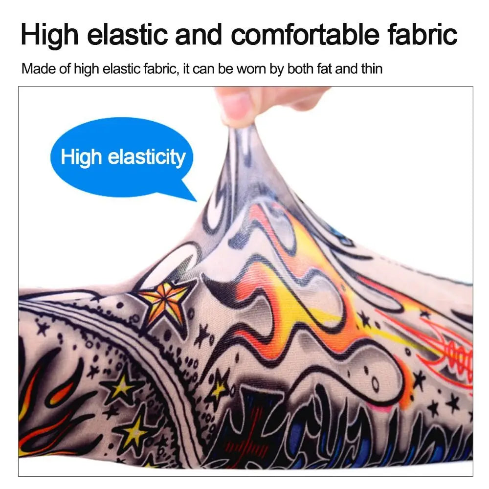 1Pc Tattoo Sleeve for Men Women Anti-Sunburn Sleeve Elastic Outdoor Nightclub Cycling Arm Cover Party Cycling Flower Arm