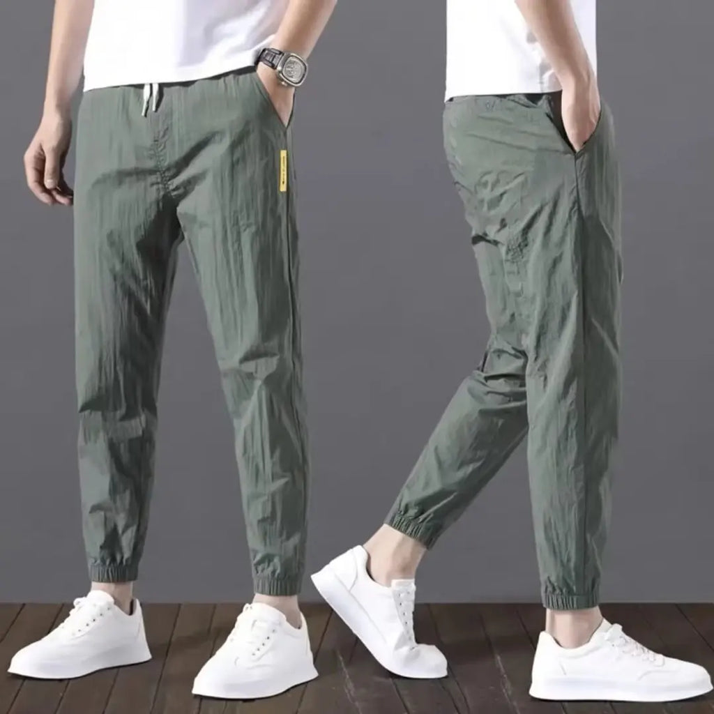 Summer New Fashion Trendloose Large Size Thin Ice Silk Breathable Korean Sports Casual Nine Point Pants 90s Vintage Clothes