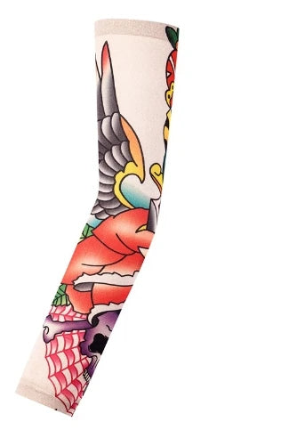 1PCS Men Long Fake Warmers Summer Tattoo Sleeves Sun Protection Cover Outdoor Gloves Driving Ice Silk Arm Sleeves Women