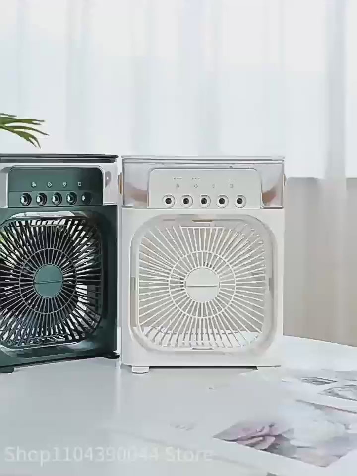 Portable Humidifier Fan Air Conditioners USB Electric Fan LED Night Light Water Mist Fun 3 In 1 Air Cooler Humidifie For Home