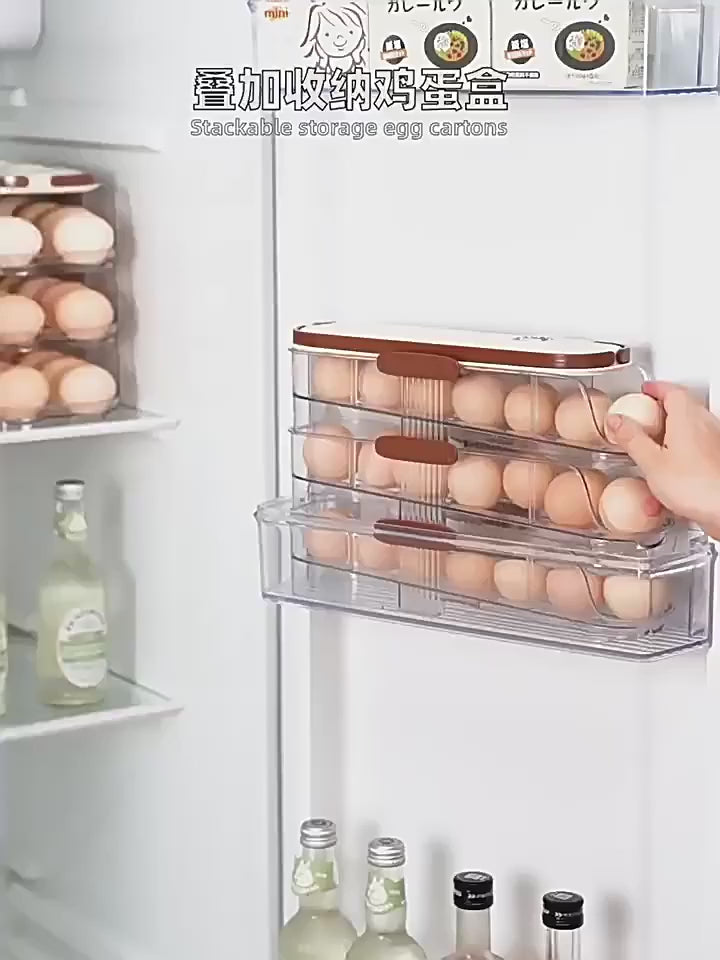 Automatic Rolling Large Capacity Egg Storage Refrigerator Storage Box Egg Fresh-keeping Rack Household Kitchen Tools