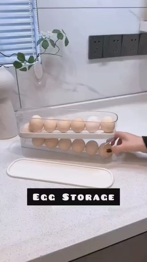 Automatic Rolling Large Capacity Egg Storage Refrigerator Storage Box Egg Fresh-keeping Rack Household Kitchen Tools